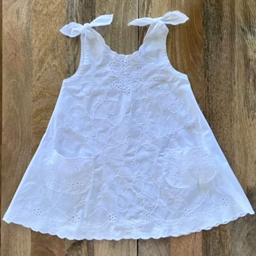 Toddler Girl Cotton Lace White Summer Shift Dress